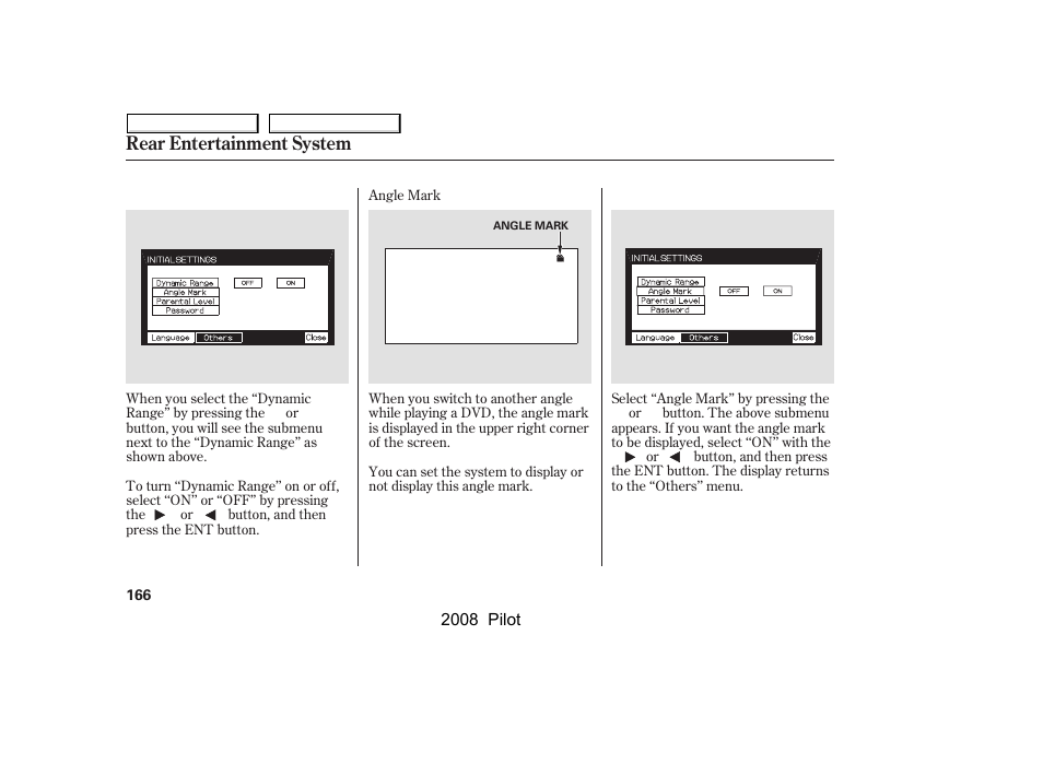 Rear entertainment system | HONDA 2008 Pilot User Manual | Page 170 / 329