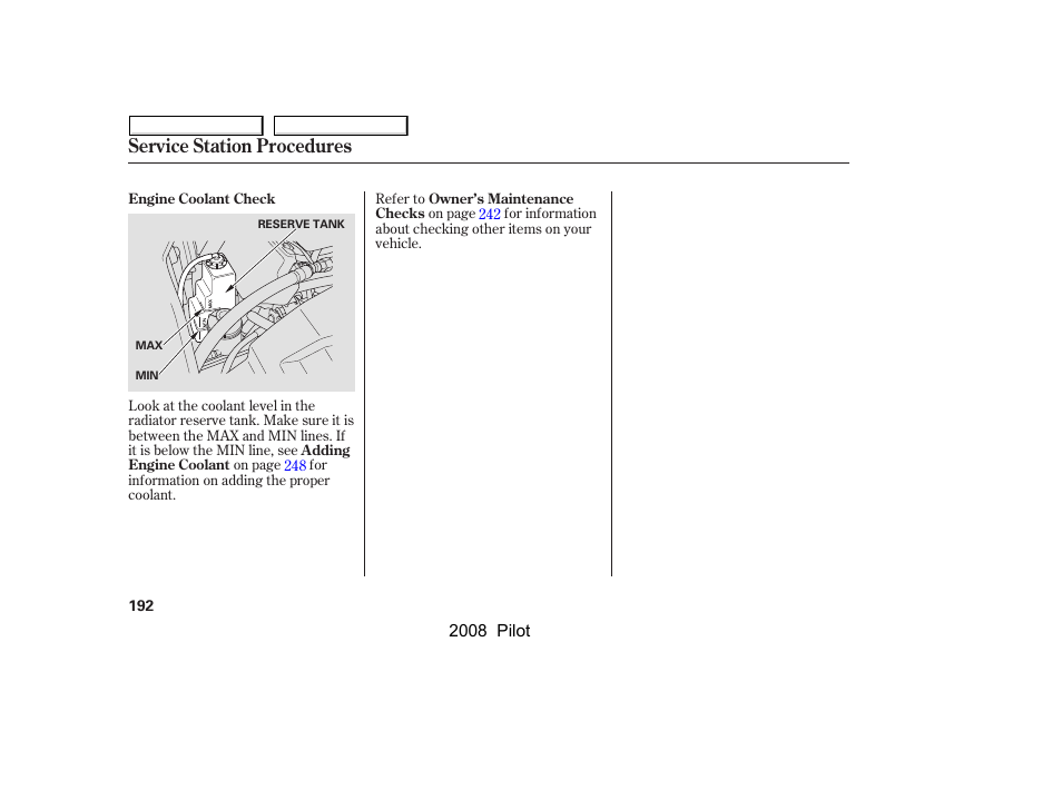 Service station procedures | HONDA 2008 Pilot User Manual | Page 196 / 329