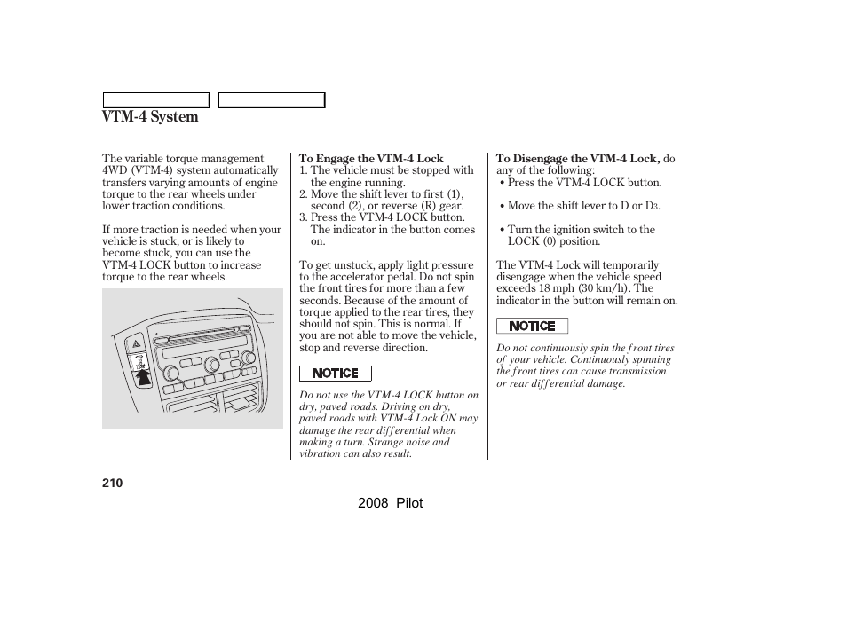 Vtm-4 system | HONDA 2008 Pilot User Manual | Page 214 / 329