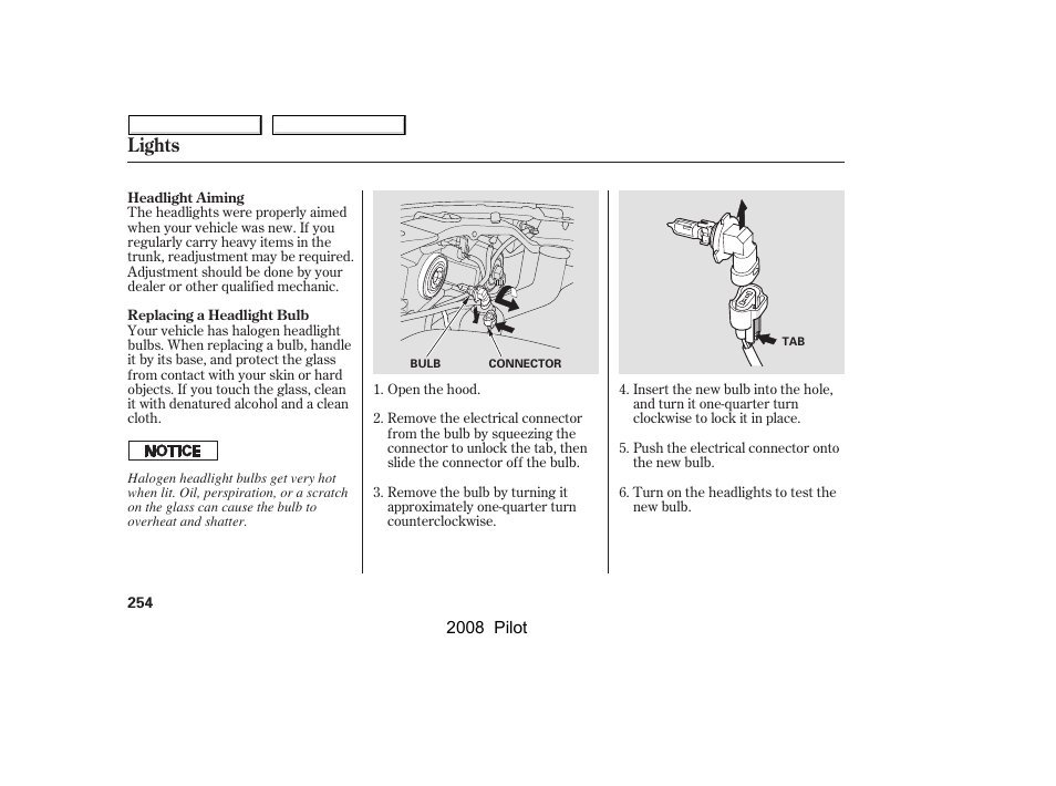 Lights | HONDA 2008 Pilot User Manual | Page 258 / 329