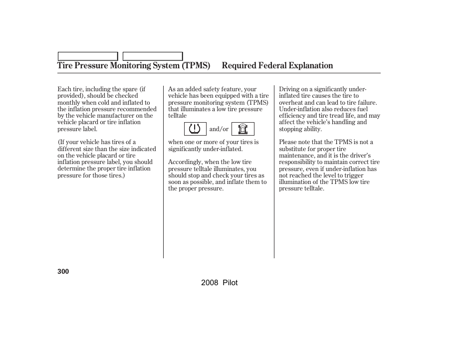 HONDA 2008 Pilot User Manual | Page 304 / 329