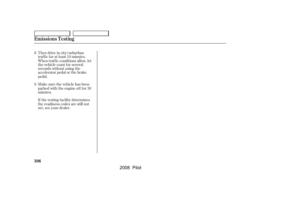 Emissions testing | HONDA 2008 Pilot User Manual | Page 310 / 329