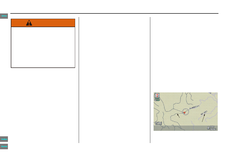 Map overview, Navigation system manual, Introduction | Warning | HONDA 2013 Pilot Navigation User Manual | Page 6 / 178