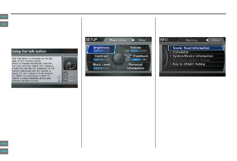 Info screen (other), Oice help (pg, Navigation system manual | Information features | HONDA 2013 Pilot Navigation User Manual | Page 84 / 178