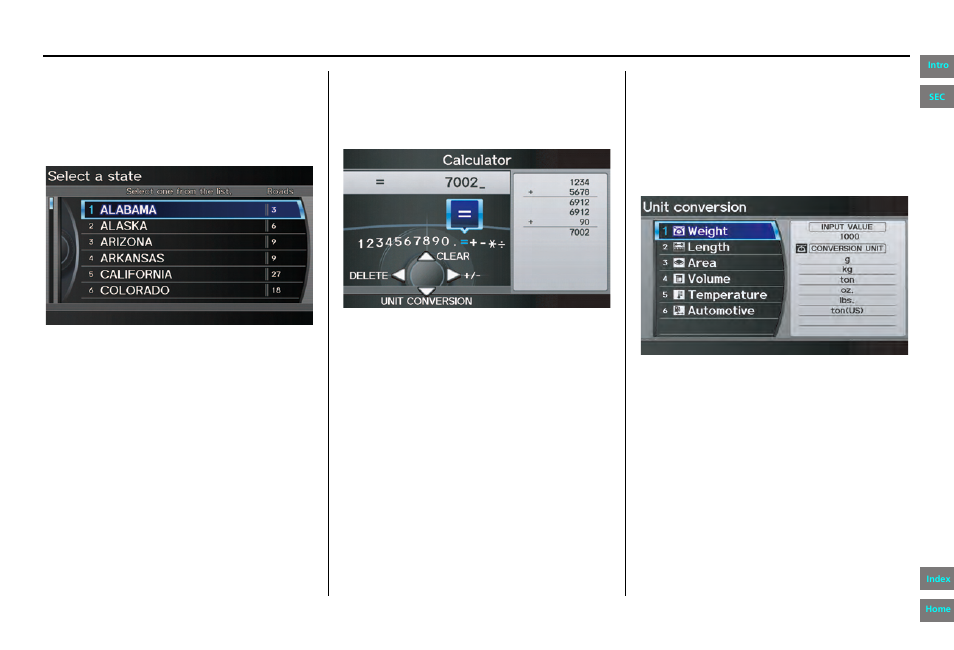 Rd info, Navigation system manual, Information features | HONDA 2013 Pilot Navigation User Manual | Page 85 / 178