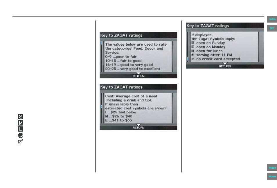 Navigation system manual, Information features | HONDA 2013 Pilot Navigation User Manual | Page 87 / 178