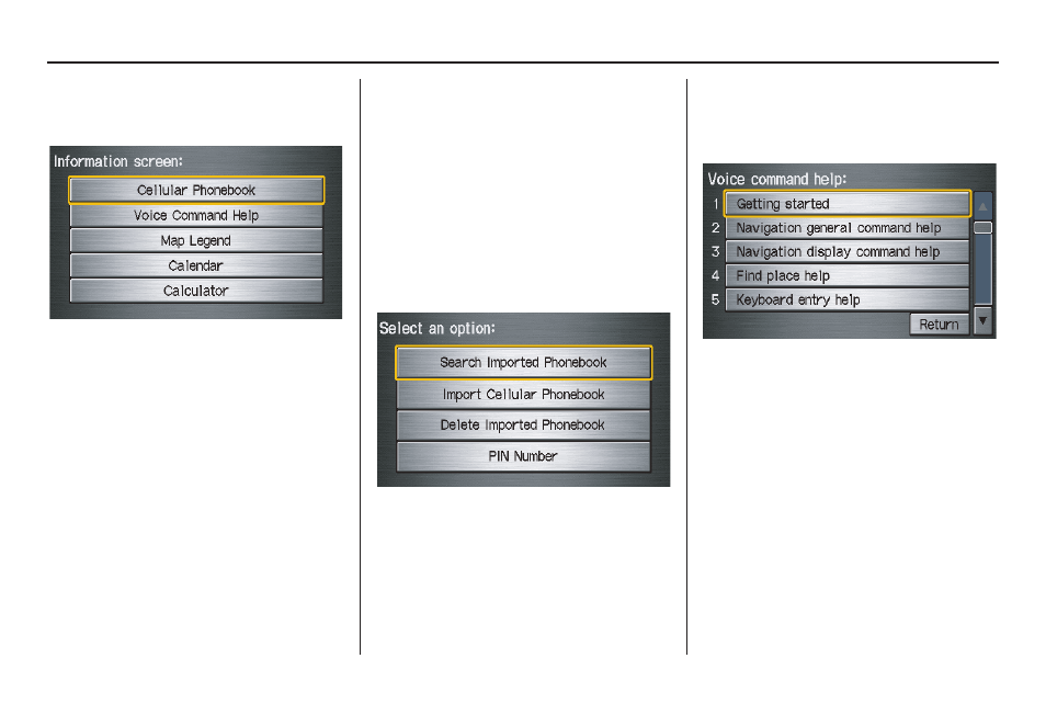 Information features | HONDA 2011 Civic Hybrid Navigation User Manual | Page 71 / 155