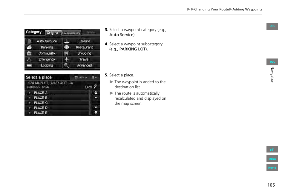 HONDA 2013 Civic Navigation User Manual | Page 106 / 212