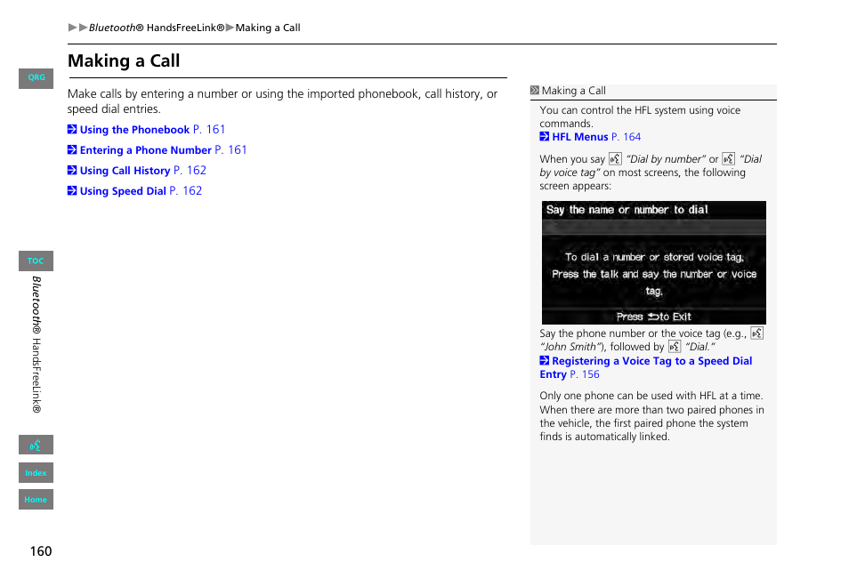 Making a call | HONDA 2013 Civic Navigation User Manual | Page 161 / 212