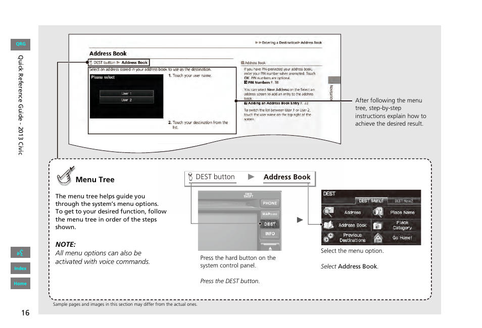 HONDA 2013 Civic Navigation User Manual | Page 17 / 212