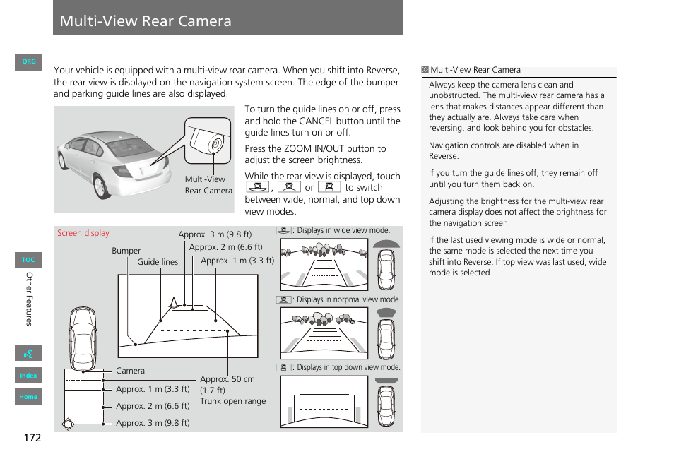 Multi-view rear camera, Ar camera, P172) | HONDA 2013 Civic Navigation User Manual | Page 173 / 212