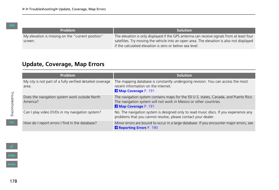 Update, coverage, map errors | HONDA 2013 Civic Navigation User Manual | Page 179 / 212