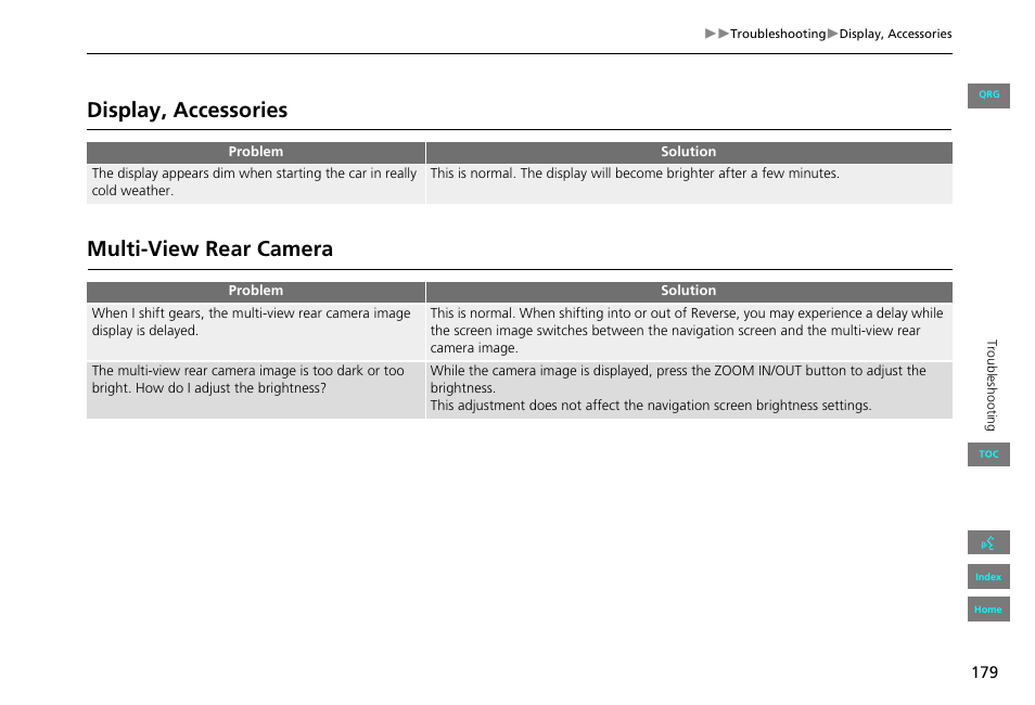 Display, accessories, Multi-view rear camera, Display, accessories multi-view rear camera | HONDA 2013 Civic Navigation User Manual | Page 180 / 212