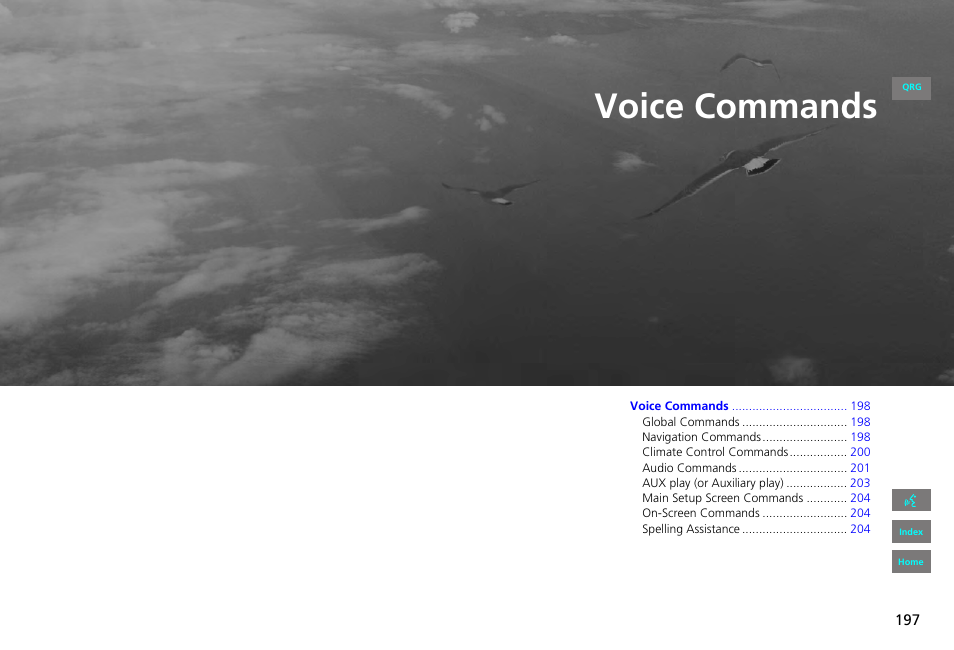 Voice commands, 2 voice commands p. 197, P.197 | P197) | HONDA 2013 Civic Navigation User Manual | Page 198 / 212