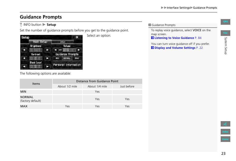 Guidance prompts | HONDA 2013 Civic Navigation User Manual | Page 24 / 212