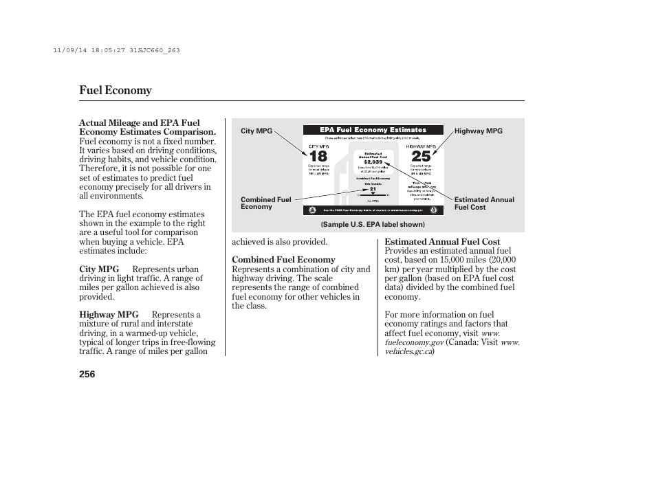 Fuel economy | HONDA 2012 Ridgeline User Manual | Page 264 / 430