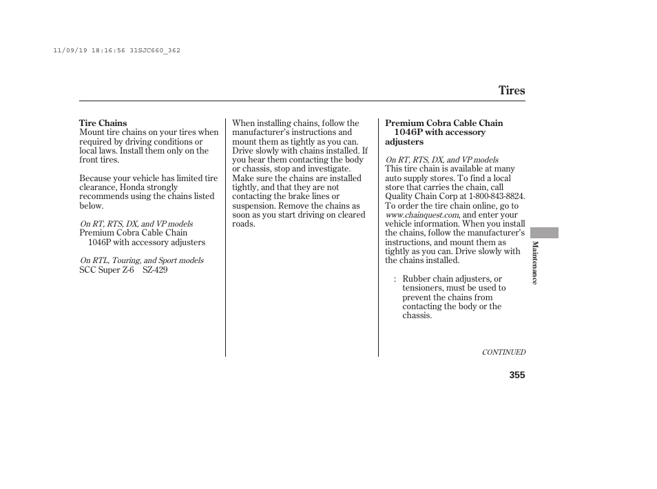 Tires | HONDA 2012 Ridgeline User Manual | Page 363 / 430