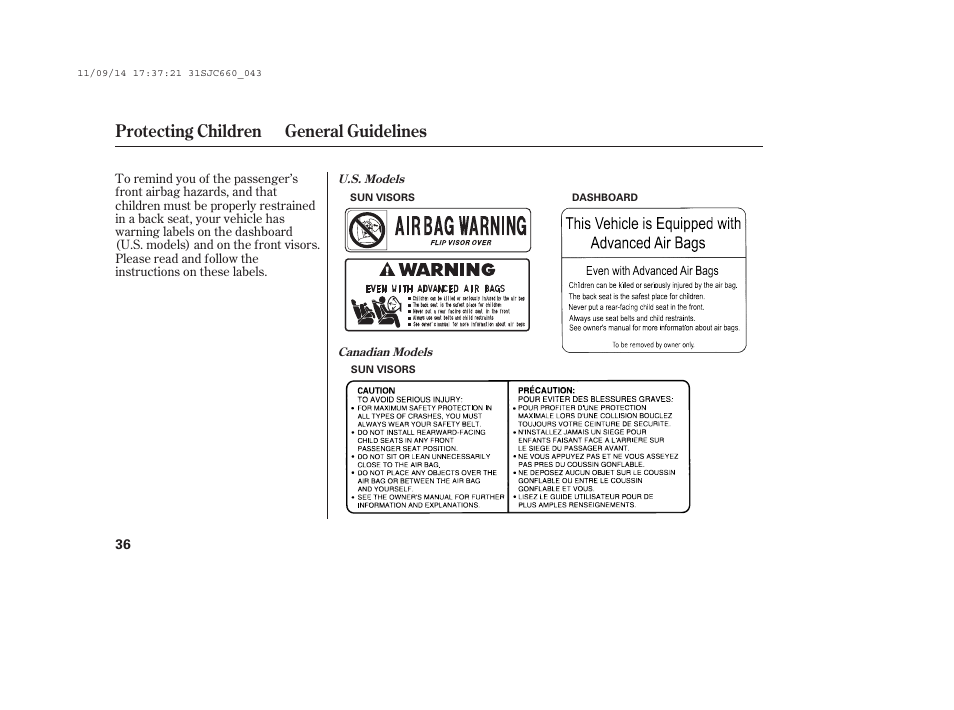 Protecting children general guidelines | HONDA 2012 Ridgeline User Manual | Page 44 / 430