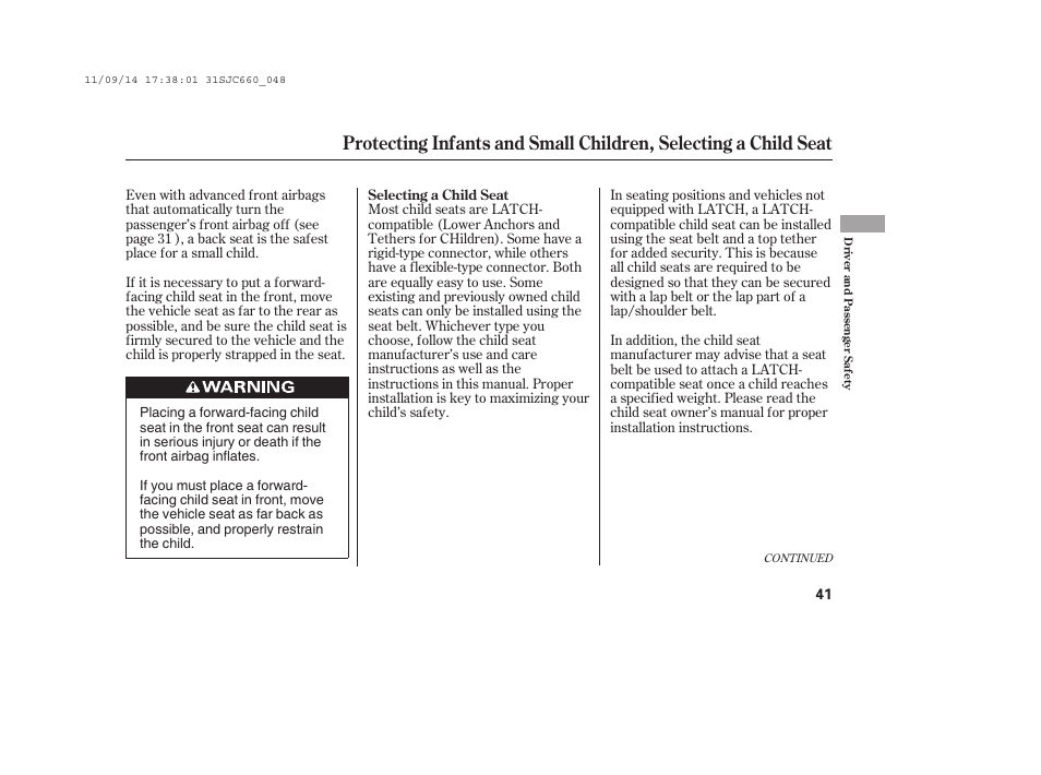 HONDA 2012 Ridgeline User Manual | Page 49 / 430