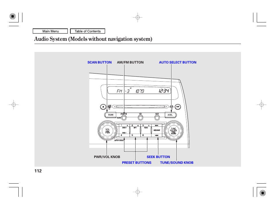 Audio system (models without navigation system) | HONDA 2010 Civic Hybrid User Manual | Page 115 / 368