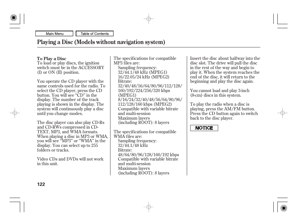 Cd button, Playing a disc (models without navigation system) | HONDA 2010 Civic Hybrid User Manual | Page 125 / 368