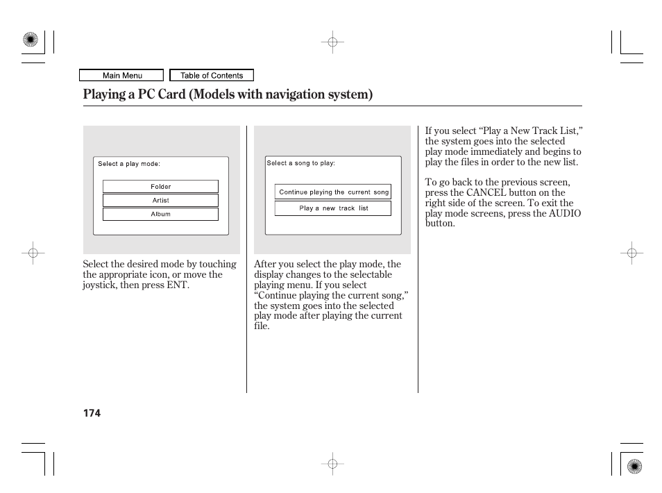 Playing a pc card (models with navigation system) | HONDA 2010 Civic Hybrid User Manual | Page 177 / 368