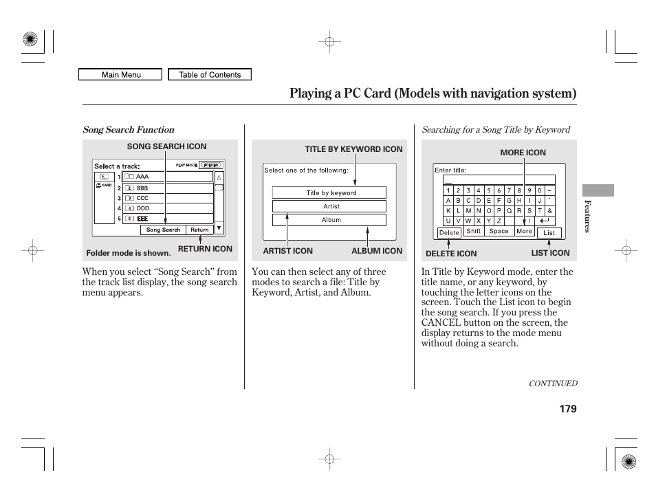 Playing a pc card (models with navigation system) | HONDA 2010 Civic Hybrid User Manual | Page 182 / 368