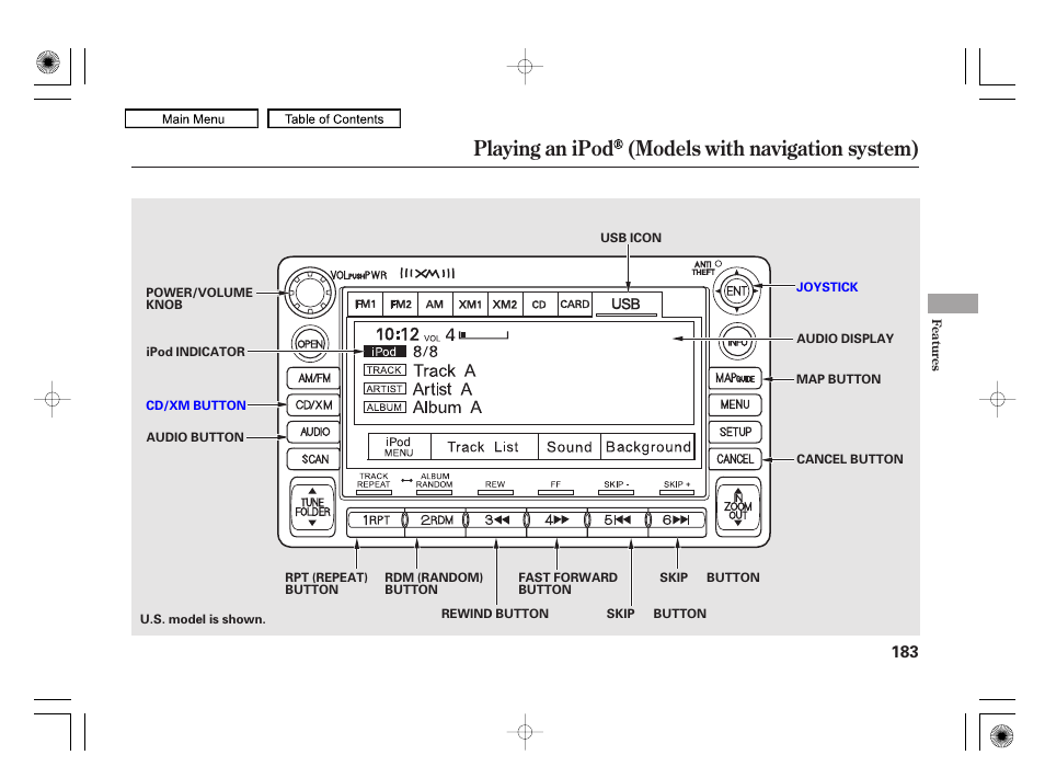 Playing an ipod (models with navigation system) | HONDA 2010 Civic Hybrid User Manual | Page 186 / 368