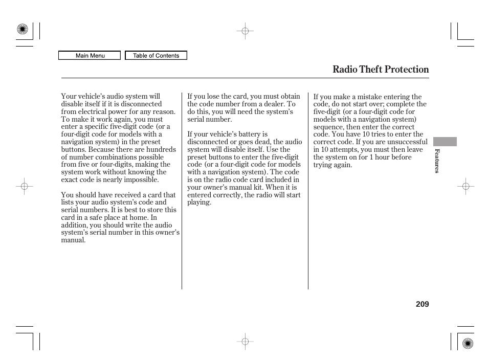 Radio theft protection | HONDA 2010 Civic Hybrid User Manual | Page 212 / 368