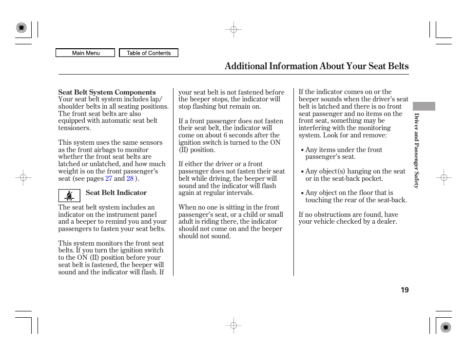 Additional information about your seat belts | HONDA 2010 Civic Hybrid User Manual | Page 22 / 368