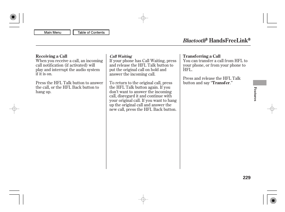 Handsfreelink, Bluetooth | HONDA 2010 Civic Hybrid User Manual | Page 232 / 368