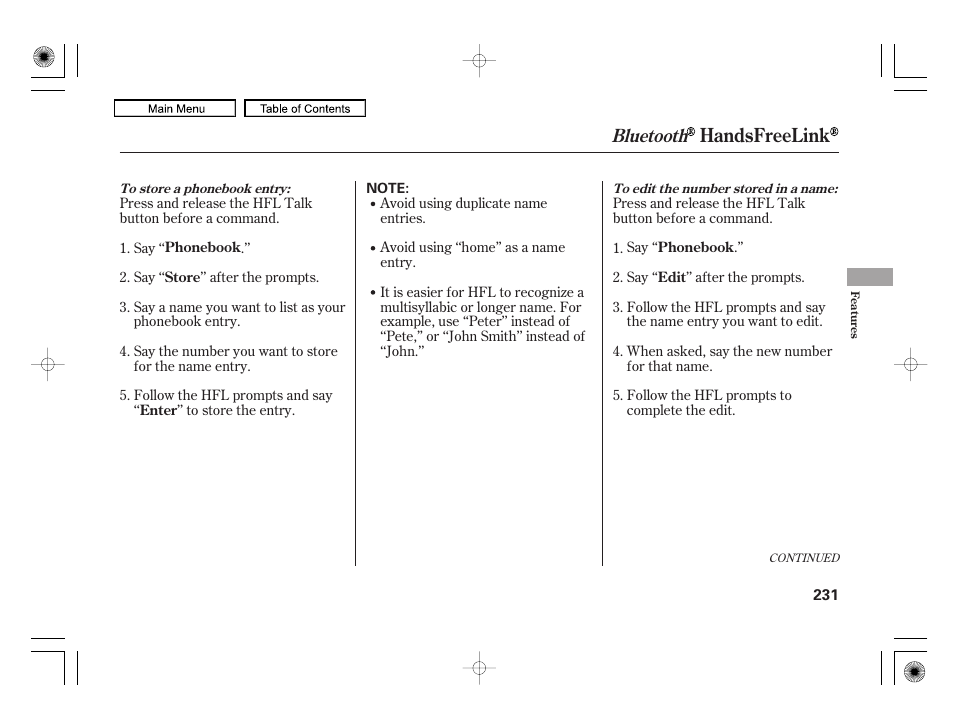 Handsfreelink, Bluetooth | HONDA 2010 Civic Hybrid User Manual | Page 234 / 368