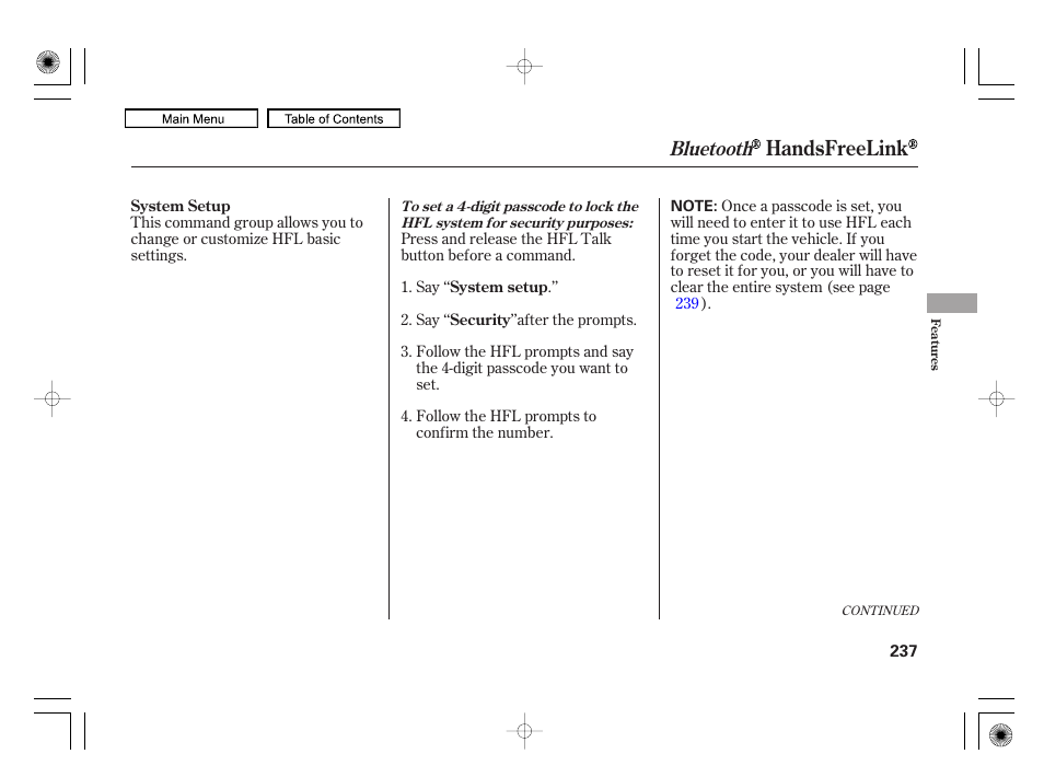 Handsfreelink, Bluetooth | HONDA 2010 Civic Hybrid User Manual | Page 240 / 368