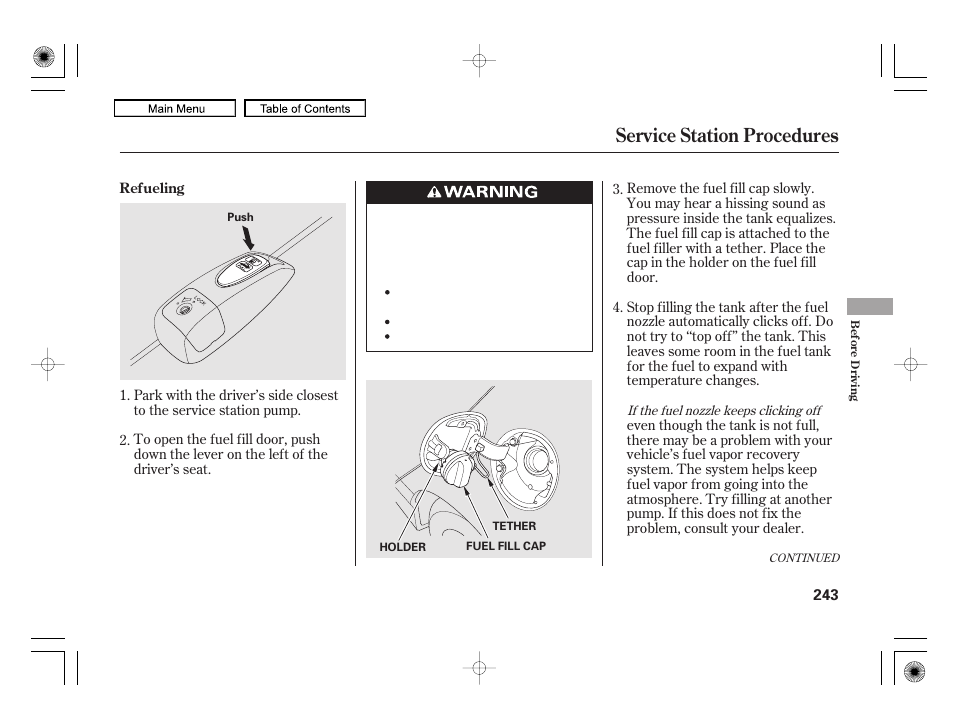 Service station procedures | HONDA 2010 Civic Hybrid User Manual | Page 246 / 368