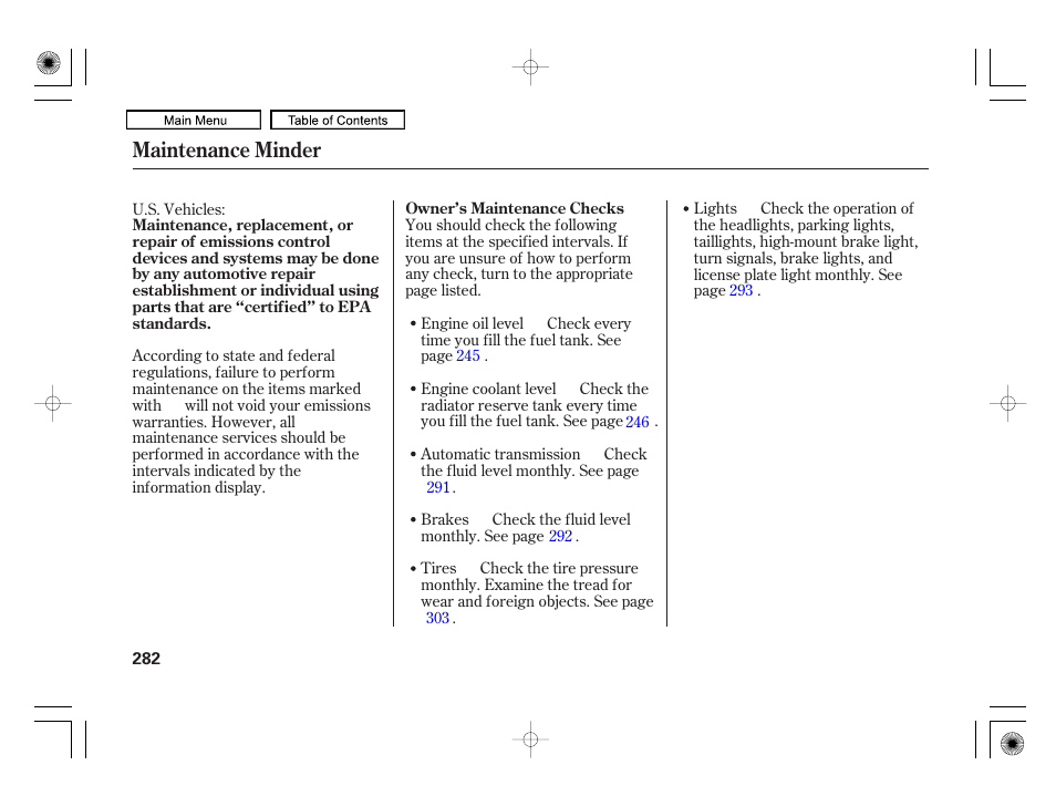 Maintenance minder | HONDA 2010 Civic Hybrid User Manual | Page 285 / 368