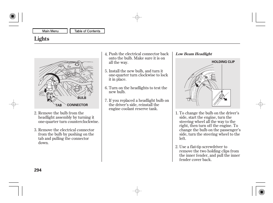 Lights | HONDA 2010 Civic Hybrid User Manual | Page 297 / 368