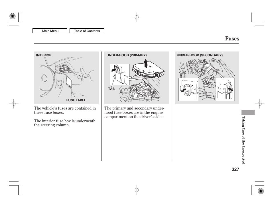 Fuses | HONDA 2010 Civic Hybrid User Manual | Page 330 / 368