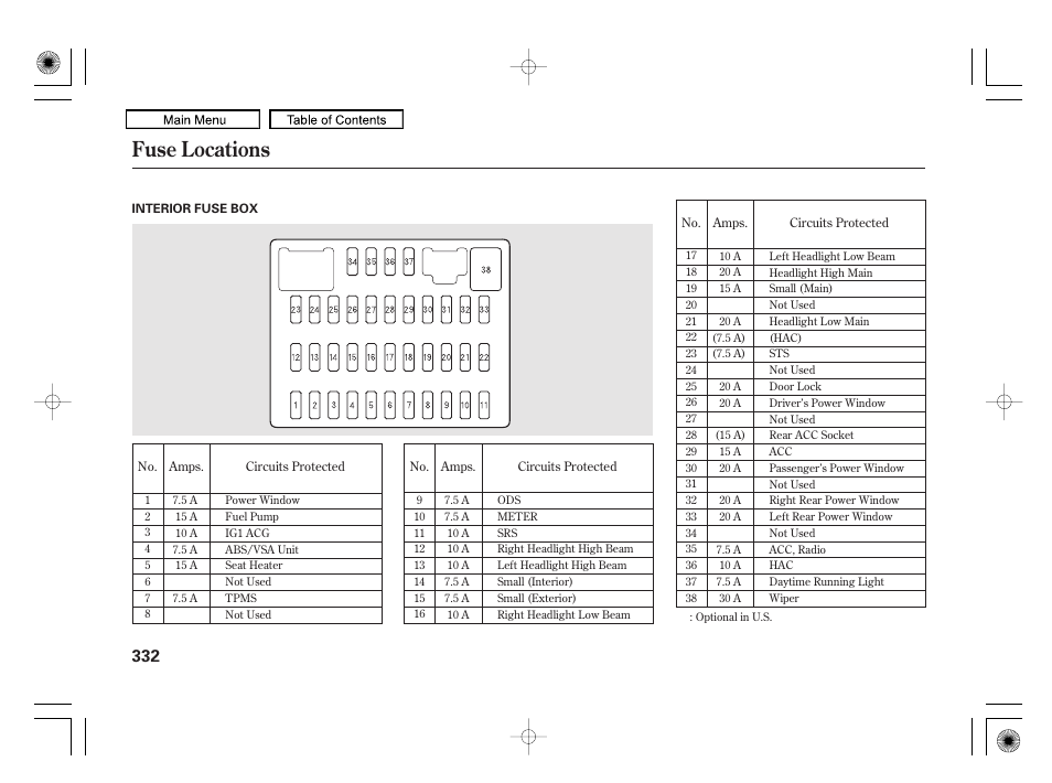 Fuse locations, 2010 civic hybrid | HONDA 2010 Civic Hybrid User Manual | Page 335 / 368