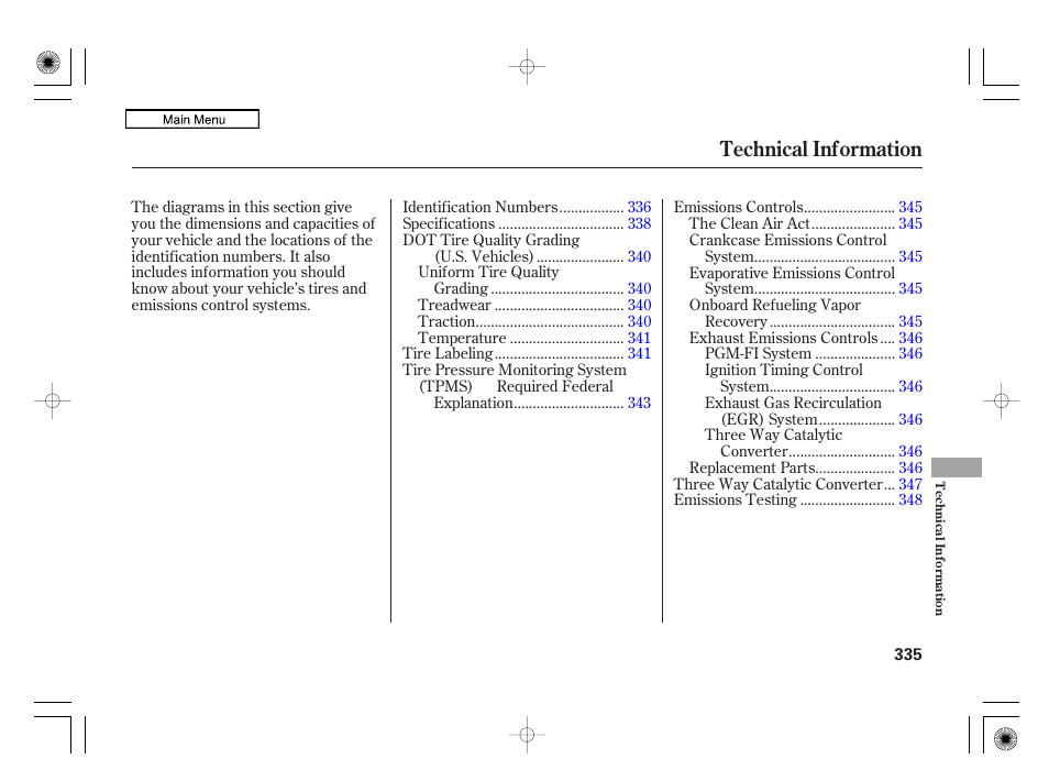 Technical information | HONDA 2010 Civic Hybrid User Manual | Page 338 / 368