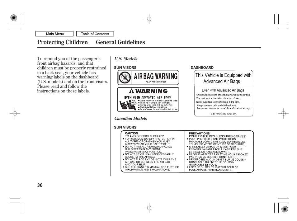 Protecting children general guidelines | HONDA 2010 Civic Hybrid User Manual | Page 39 / 368