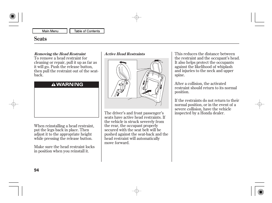 Seats | HONDA 2010 Civic Hybrid User Manual | Page 97 / 368