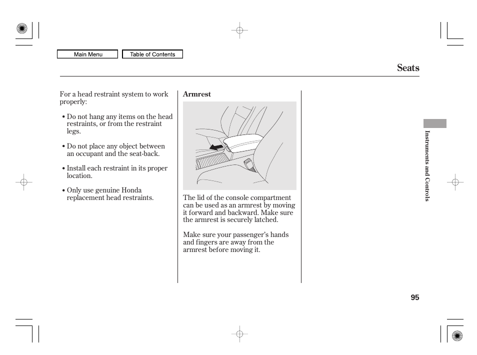 Seats | HONDA 2010 Civic Hybrid User Manual | Page 98 / 368