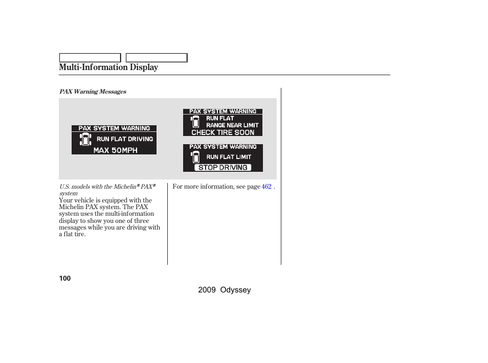 Multi-information display | HONDA 2009 Odyssey User Manual | Page 103 / 532