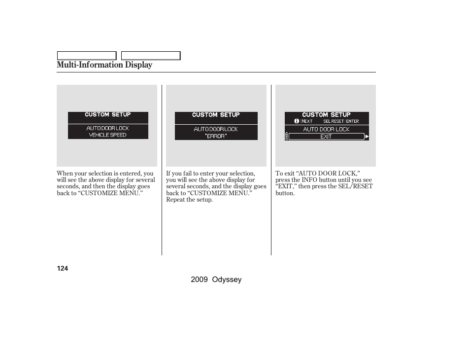 Multi-information display | HONDA 2009 Odyssey User Manual | Page 127 / 532