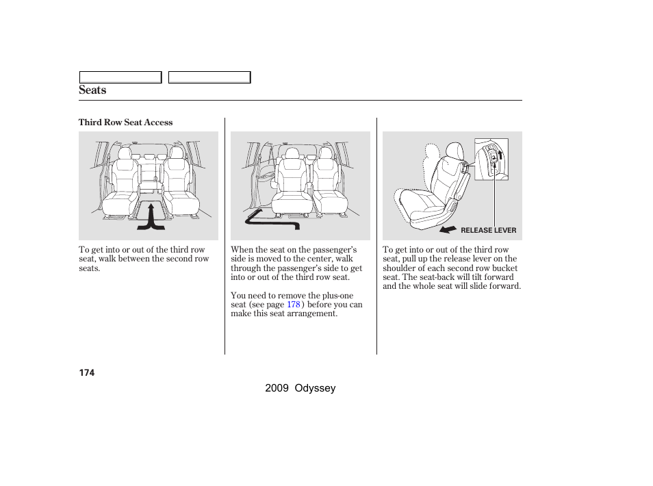 Seats | HONDA 2009 Odyssey User Manual | Page 177 / 532