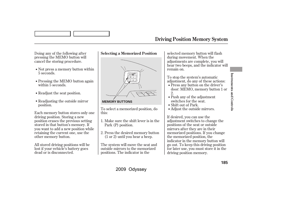 2009 odyssey | HONDA 2009 Odyssey User Manual | Page 188 / 532