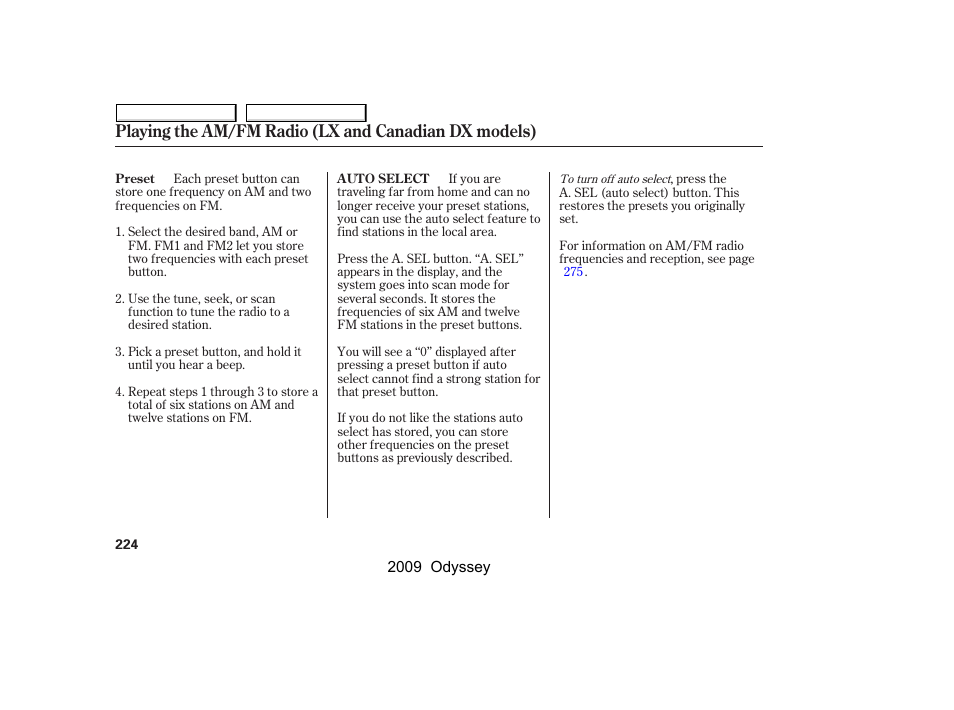 HONDA 2009 Odyssey User Manual | Page 227 / 532