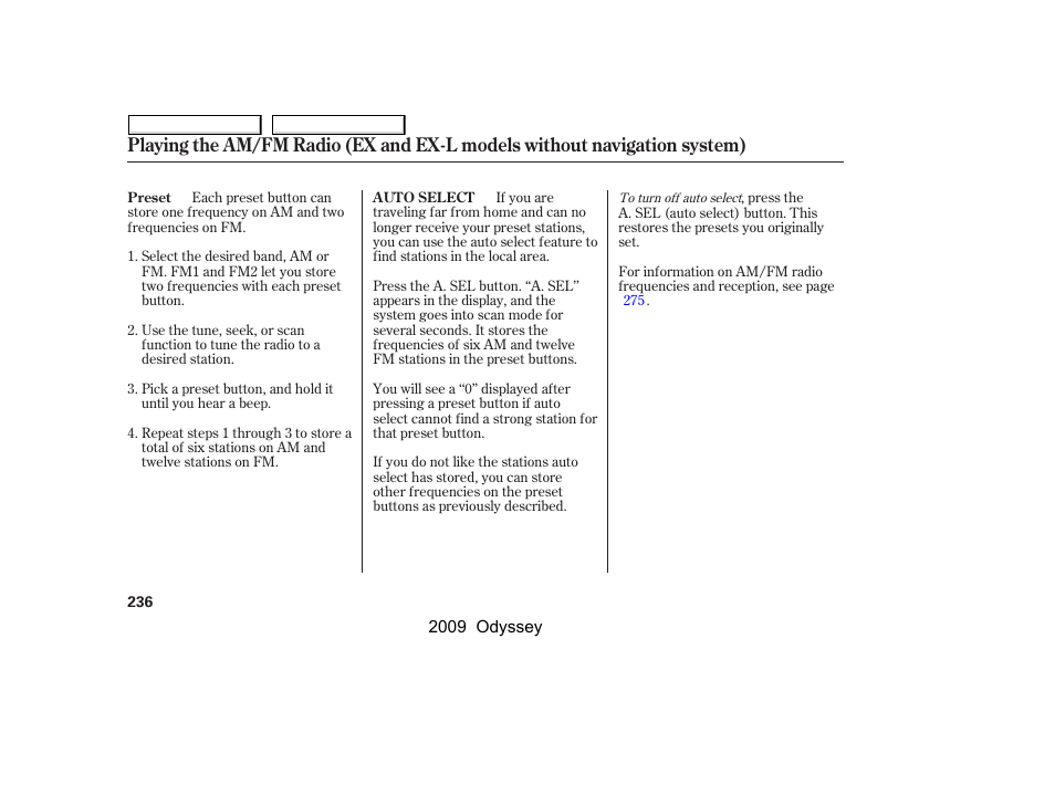 HONDA 2009 Odyssey User Manual | Page 239 / 532