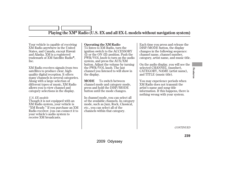 HONDA 2009 Odyssey User Manual | Page 242 / 532