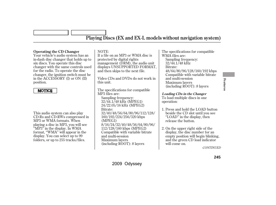 HONDA 2009 Odyssey User Manual | Page 248 / 532